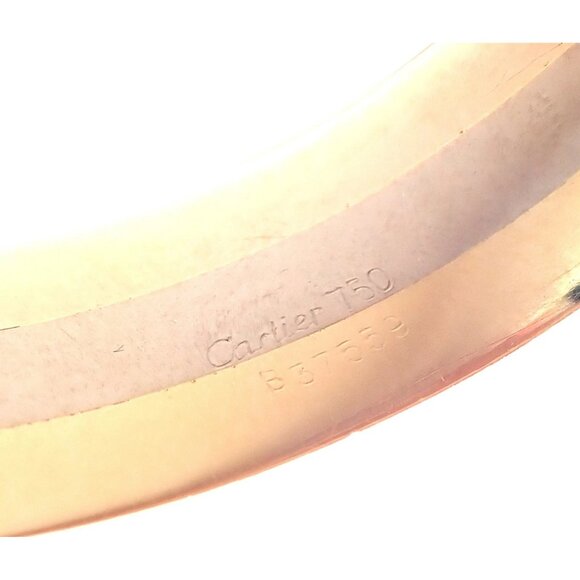 Authentic! Cartier 18k Tri-Color Gold Diamond Double C Wide Cuff Bangle Bracelet - Picture 8 of 10